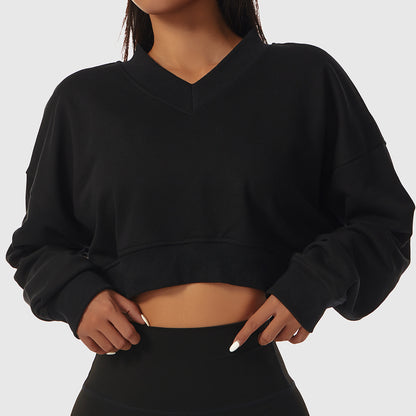 KIM CROPPED V-NECK SWEATER