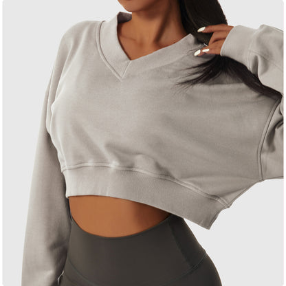 KIM CROPPED V-NECK SWEATER